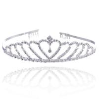 Bridal Tiaras, Zinc Alloy, Crown, platinum color plated, for woman & with rhinestone, 160mm 
