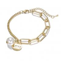 Bracelets de perles En alliage de zinc , avec perle résine, plaqué de couleur d'or KC, bijoux de mode & pour femme Environ 21 cm, Vendu par PC
