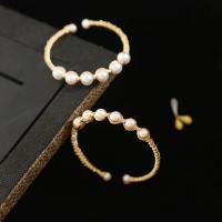 Brass Cuff Bangle, with Freshwater Pearl, fashion jewelry & for woman Inner Approx 51mm 