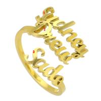 304 Stainless Steel Cuff Finger Ring, Vacuum Ion Plating, Each custom text must be less than 10 letters & fashion jewelry & for woman, golden 