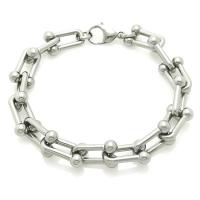 Titanium Steel Bracelet & Bangle, electrolyzation, Unisex & anti-fatigue, silver color 