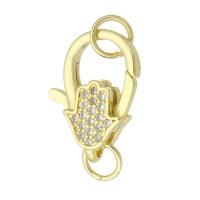 Brass Lobster Claw Clasp, gold color plated, fashion jewelry & DIY & micro pave cubic zirconia, golden, 26mm Approx 4mm 