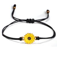 Нейлоновый шнуровой браслет, сплав, с нейлон, Подсолнечник, Регулируемый & Женский & эмаль, 19mm, длина:30 см, продается Strand