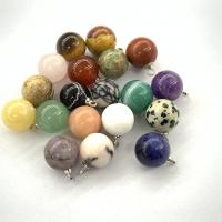 Gemstone ювелирные изделия Кулон, Природный камень, Круглая, различные материалы для выбора & Мужская, Много цветов для выбора, 10mm, продается PC