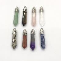 Gemstone Zinc Alloy Pendants, Natural Stone, with Zinc Alloy, Conical, platinum color plated & Unisex 