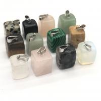 Pendentif bijoux de pierre gemme, Pierre naturelle, rectangle, différents matériaux pour le choix & unisexe, plus de couleurs à choisir Vendu par PC