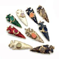 Resin Brass Pendants, with Ice Quartz Agate & Brass, arrowhead, gold color plated, DIY 