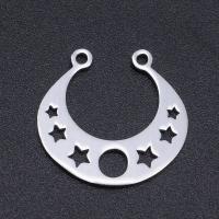 Stainless Steel Charm Connector, 201 Stainless Steel, Moon, Vacuum Ion Plating, fashion jewelry & DIY & Unisex 