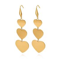 Titanium Steel Earrings, Heart, Vacuum Ion Plating, fashion jewelry & for woman, golden, 60*23mm,14mm 