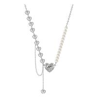 Plastic Pearl Necklace, 314 Stainless Steel, with Plastic Pearl, with 1.96inch extender chain, Heart, fashion jewelry & for woman, original color, 23mm Approx 16.5 Inch 