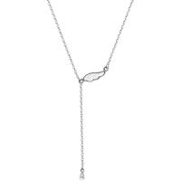Stainless Steel Jewelry Necklace, 314 Stainless Steel, with zinc alloy pendant & White Shell, with 1.96inch extender chain, Wing Shape, fashion jewelry & oval chain & for woman Approx 15.3 Inch 