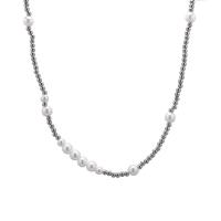 Plastic Pearl Necklace, 314 Stainless Steel, with Plastic Pearl, with 1.96inch extender chain, Unisex & ball chain, original color Approx 17.7 Inch 