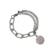Stainless Steel Charm Bracelet, 314 Stainless Steel, Flat Round, fashion jewelry & Unisex & with letter pattern, original color Approx 7.8 Inch 