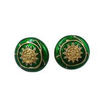 Enamel Zinc Alloy Stud Earring, gold color plated & for woman 