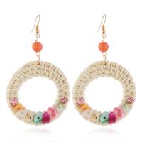 Rattan Earring, Zinc Alloy, with Straws & Resin, fashion jewelry & for woman 