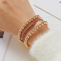 Zinc Alloy Rhinestone Bracelets, gold color plated, three pieces & fashion jewelry & for woman & with rhinestone Approx 18 cm 