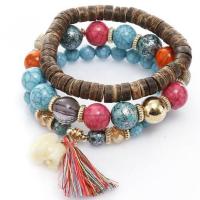 Zinc Alloy Turquoise Bracelets, with turquoise & Wood, three pieces & fashion jewelry & for woman Approx 18 cm 