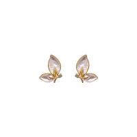 Rhinestone Brass Stud Earring, Butterfly, gold color plated, fashion jewelry & for woman & enamel & with rhinestone 