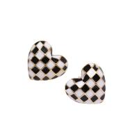 Enamel Zinc Alloy Stud Earring, Heart, fashion jewelry & for woman, 30mm 