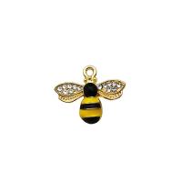 Zinc Alloy Enamel Pendants, Bee, with rhinestone, mixed colors 