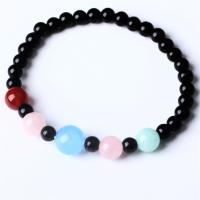 Gemstone Bracelets, Natural Stone, Unisex, mixed colors, 6mm Approx 21 cm 