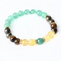 Gemstone Bracelets, Green Aventurine, with Tiger Eye & Citrine, for woman & with rhinestone, mixed colors Approx 21 cm 