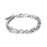 Titanium Steel Bracelet & Bangle, titanium lobster clasp, polished, Unisex, silver color 