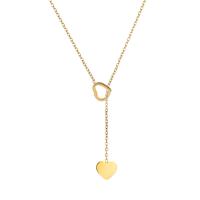 Titanium Steel Jewelry Necklace, Heart, plated, for woman, golden Approx 60 cm 