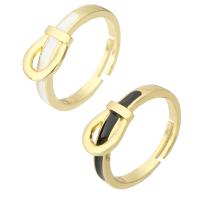 Палец кольцо-латунь, Латунь, плакирован золотом, ювелирные изделия моды & Женский & эмаль, Много цветов для выбора, 8mm, размер:8, продается PC
