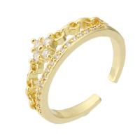 Brass Cuff Finger Ring, gold color plated, fashion jewelry & micro pave cubic zirconia & for woman, golden, 8mm, US Ring 