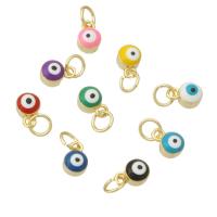 Mode Evil Eye Pendentif, laiton, Rond, Placage de couleur d'or, bijoux de mode & pour femme & émail, plus de couleurs à choisir Environ 3mm, Vendu par PC