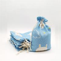 Linen Jewelry Pouches Bags, Cotton Fabric, durable, blue Approx 