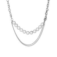 Collier de bijoux de titane, Acier titane, avec perle de plastique, avec 1.97Inch chaînes de rallonge, longueur différente pour le choix & unisexe, couleur originale, Vendu par PC