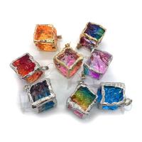 Kristall Messing Anhänger, mit Messing, Quadrat, plattiert, DIY & verschiedene Größen vorhanden, mehrere Farben vorhanden, verkauft von PC