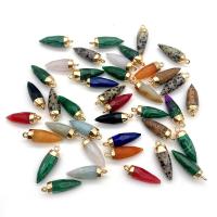 Gemstone Brass Pendants, with Brass, Conical, plated & faceted 