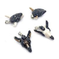 Acrylic Brass Pendants, with Rhinestone Clay Pave & Brass, Horn, silver color plated, DIY 25x28- 
