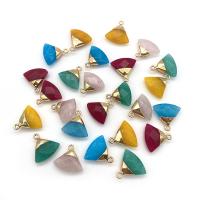 Marble Pendants, Dyed Marble, with Brass, Triangle, gold color plated, faceted 