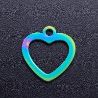 Stainless Steel Heart Pendants, 201 Stainless Steel, Vacuum Ion Plating, fashion jewelry & DIY & Unisex  multi-colored 