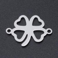 Stainless Steel Charm Connector, 201 Stainless Steel, Four Leaf Clover, Vacuum Ion Plating, fashion jewelry & polished & DIY & Unisex 