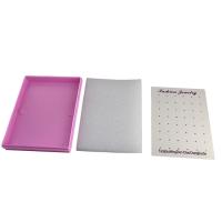 Earring Box, PC Plastic, with Sponge, Rectangle, dustproof & multihole & for woman, pink 