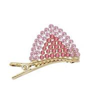 Alligator Hair Clip, Zinc Alloy, gold color plated, for woman & with rhinestone 45mm 