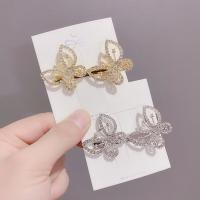 Alligator Hair Clip, Zinc Alloy, Butterfly, plated, for woman & with rhinestone & hollow 70mm 