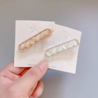 Alligator Hair Clip, Zinc Alloy, with Cats Eye, plated, for woman & with rhinestone & hollow 63mm 