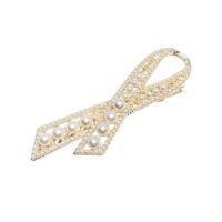 Alligator Hair Clip, Zinc Alloy, with Plastic Pearl, plated & for woman & with rhinestone & hollow 