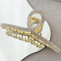 Hair Claw Clips, Zinc Alloy, with Rhinestone & Plastic Pearl, gold color plated & for woman & with rhinestone, 112mm 
