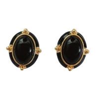 Enamel Zinc Alloy Stud Earring, with Plastic Pearl, gold color plated & for woman 