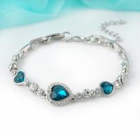 Zinc Alloy Crystal Bracelets, with Crystal, platinum color plated, for woman Approx 9.4 Inch 