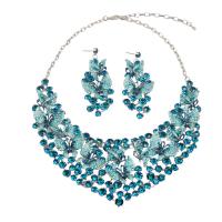 Crystal Jewelry Sets, Zinc Alloy, earring & necklace, with Crystal, with 2.75 inch extender chain, Butterfly, platinum color plated, 2 pieces & for woman & with rhinestone 80mm Approx 17.71 Inch 