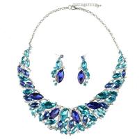 Crystal Jewelry Sets, Zinc Alloy, earring & necklace, with Crystal, with 2.75 inchu9879u94fe extender chain, plated, 2 pieces & for woman & with rhinestone 56mm Approx 17.71 Inch 