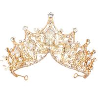 Bridal Tiaras, Zinc Alloy, with Crystal, Crown, gold color plated & for woman & with rhinestone 